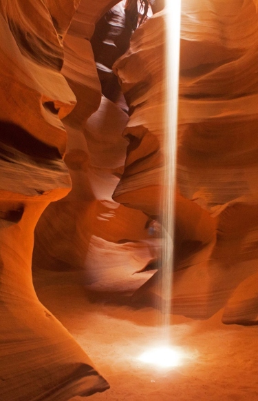 Antelope canyon light coming through
