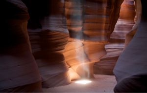 Antelope Canyon with light beams